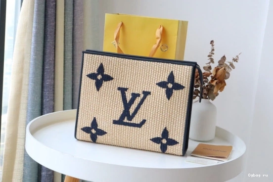 VUITTON Raffia Toiletry Monogram Pouch LOUIS 0729